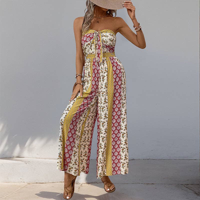 Strapless Wide Leg Jumpsuit - Heritage - Boutique.com