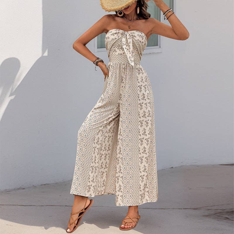 Strapless Wide Leg Jumpsuit - Heritage - Boutique.com