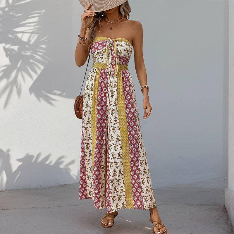 Strapless Wide Leg Jumpsuit - Heritage - Boutique.com