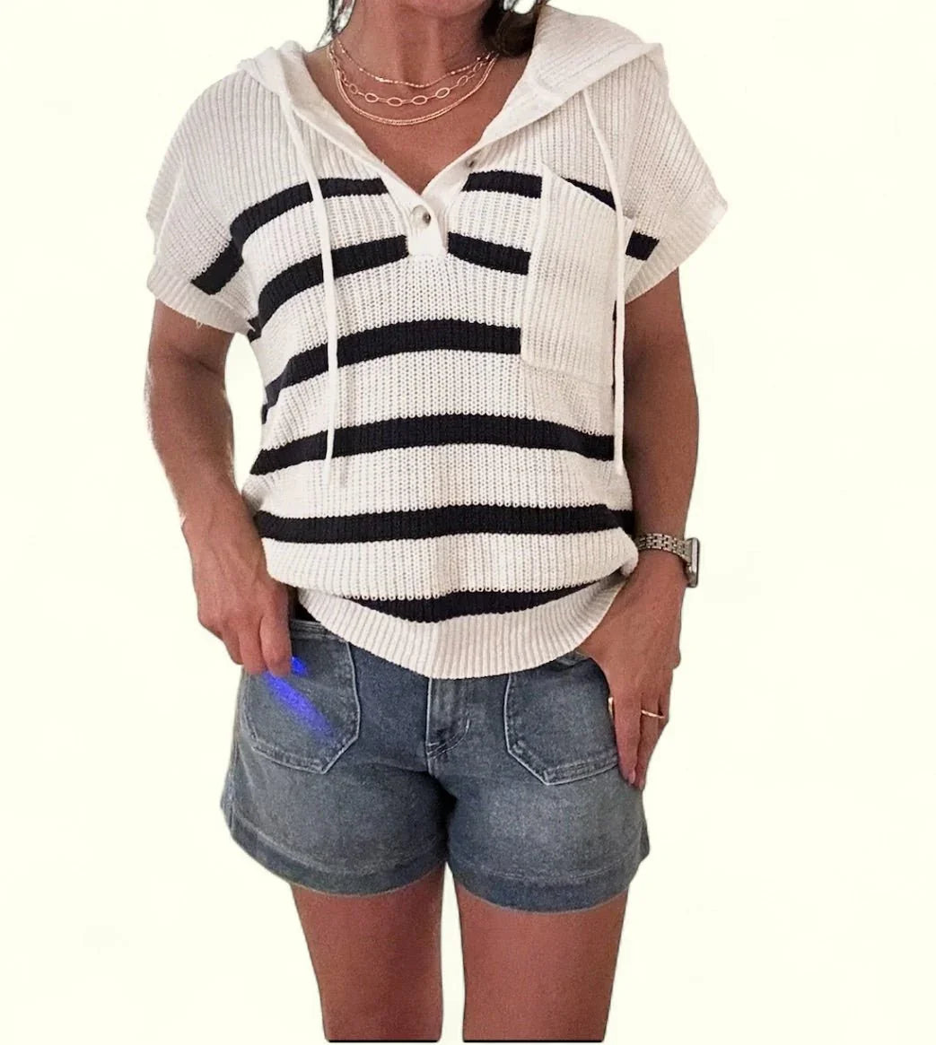 Striped Sleeveless Hoodie - Heritage - Boutique.com