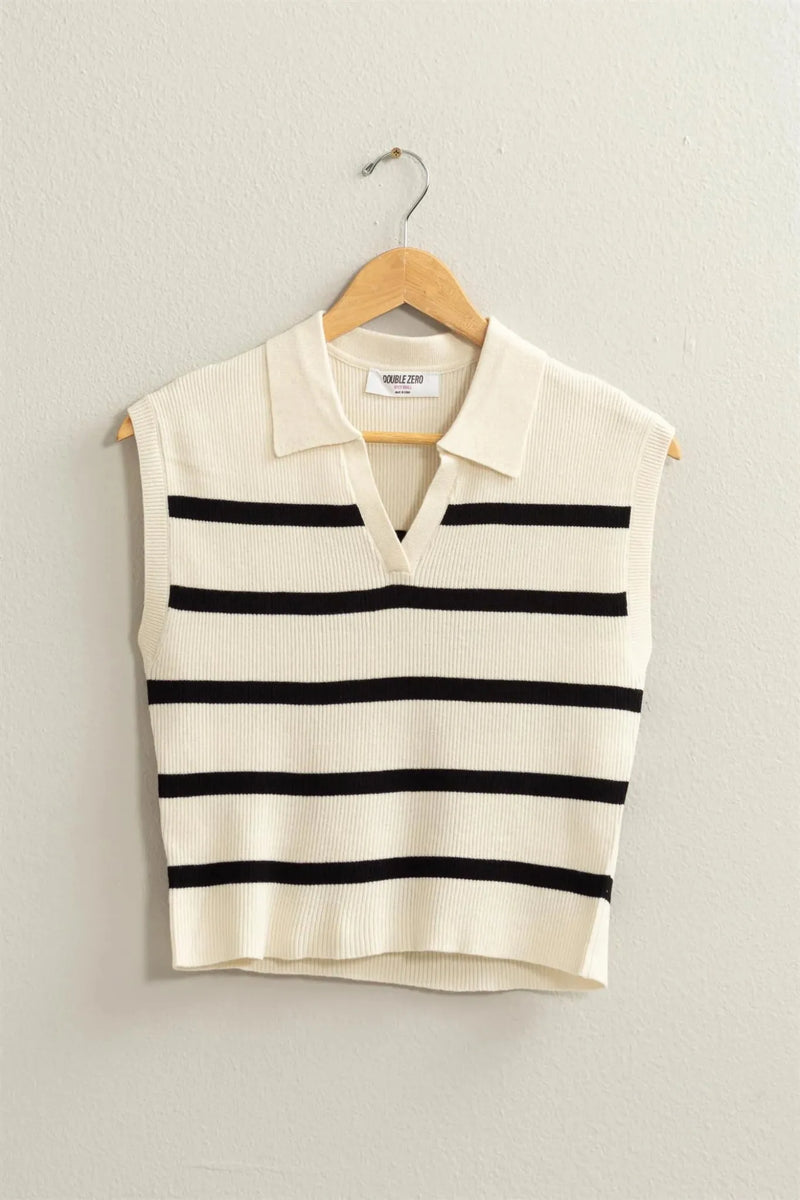 Striped Sleeveless Polo Vest - Heritage-Boutique.com