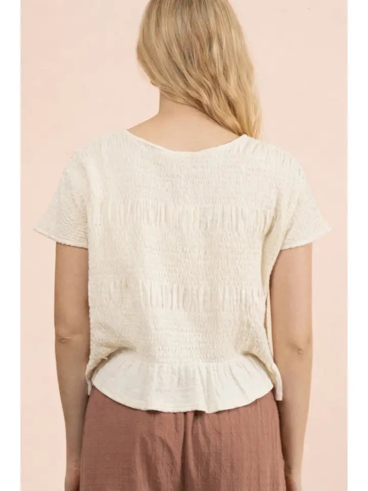 Sweet Serenity Textured Peplum Top - Heritage - Boutique.com
