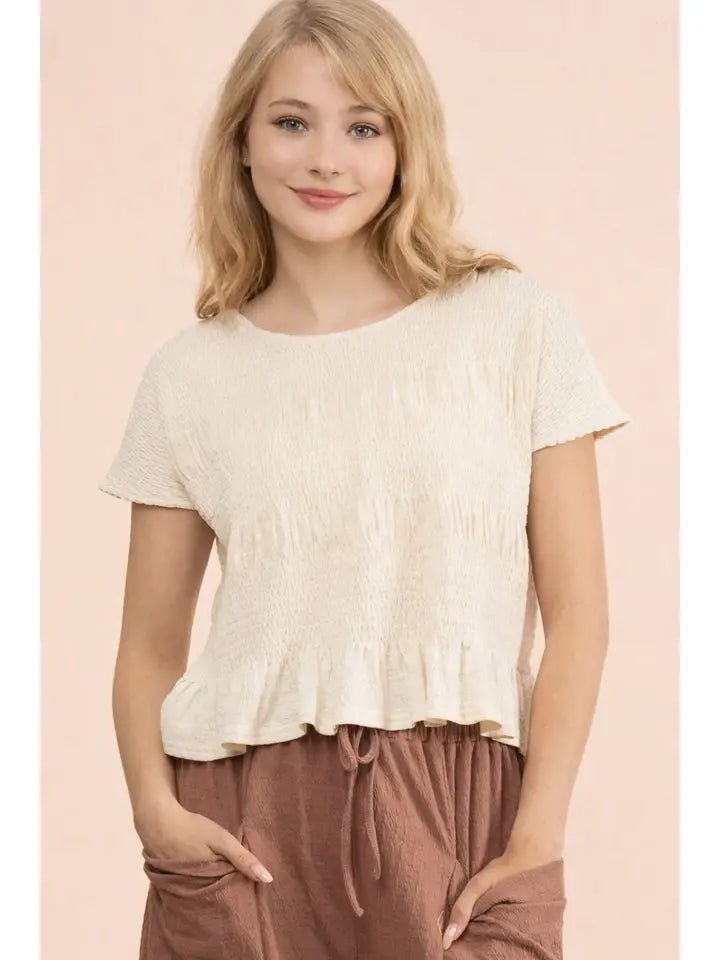 Sweet Serenity Textured Peplum Top - Heritage - Boutique.com