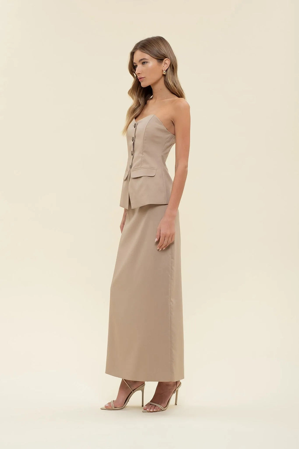 Sweetheart Button Up Tube Top - Heritage - Boutique.com