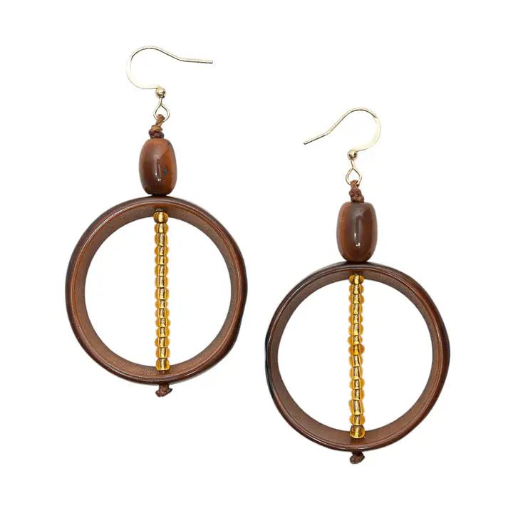 tagua Gemma Earrings – Eco - Friendly Tagua Nut Statement Drop Earrings - Heritage - Boutique.com