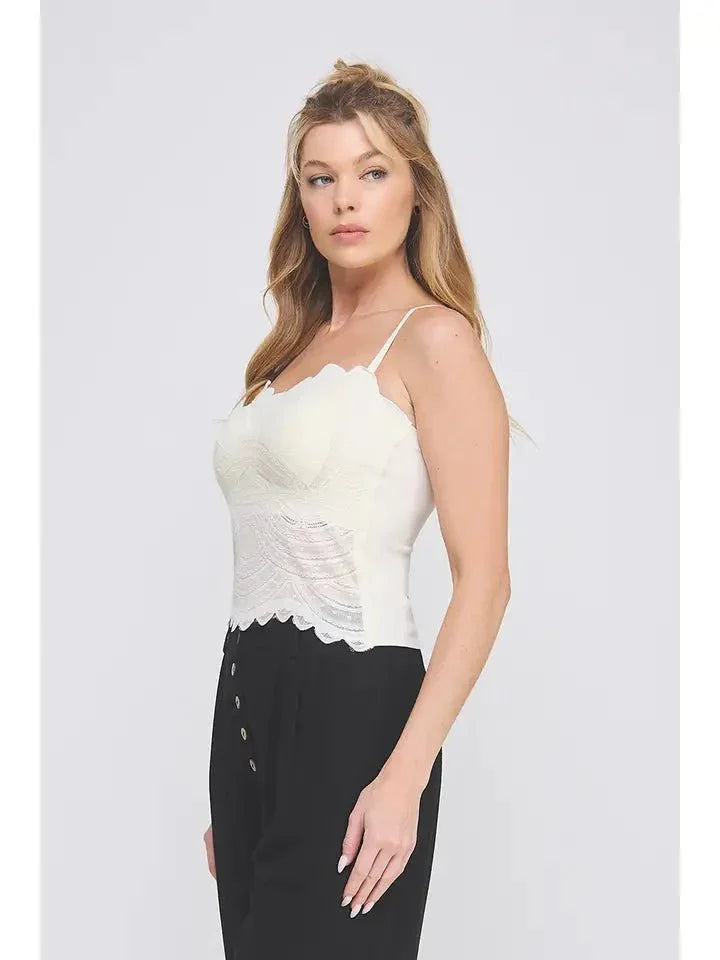 Textured Scallop Edge Lace Cami - Heritage - Boutique.com