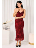 The Bordeaux Bloom Cowl-Neck Midi Slip Dress - Heritage-Boutique.com