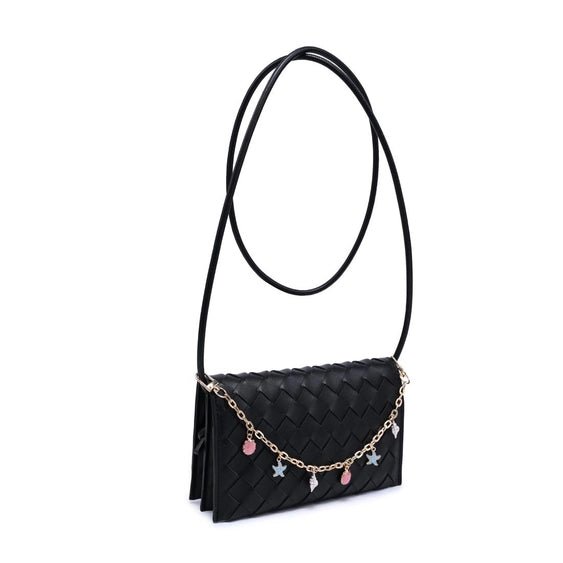 The Capri Charm Crossbody | Woven Leather Bag with Coastal Charm Chain (Aubrey Crossbody) - Heritage - Boutique.com