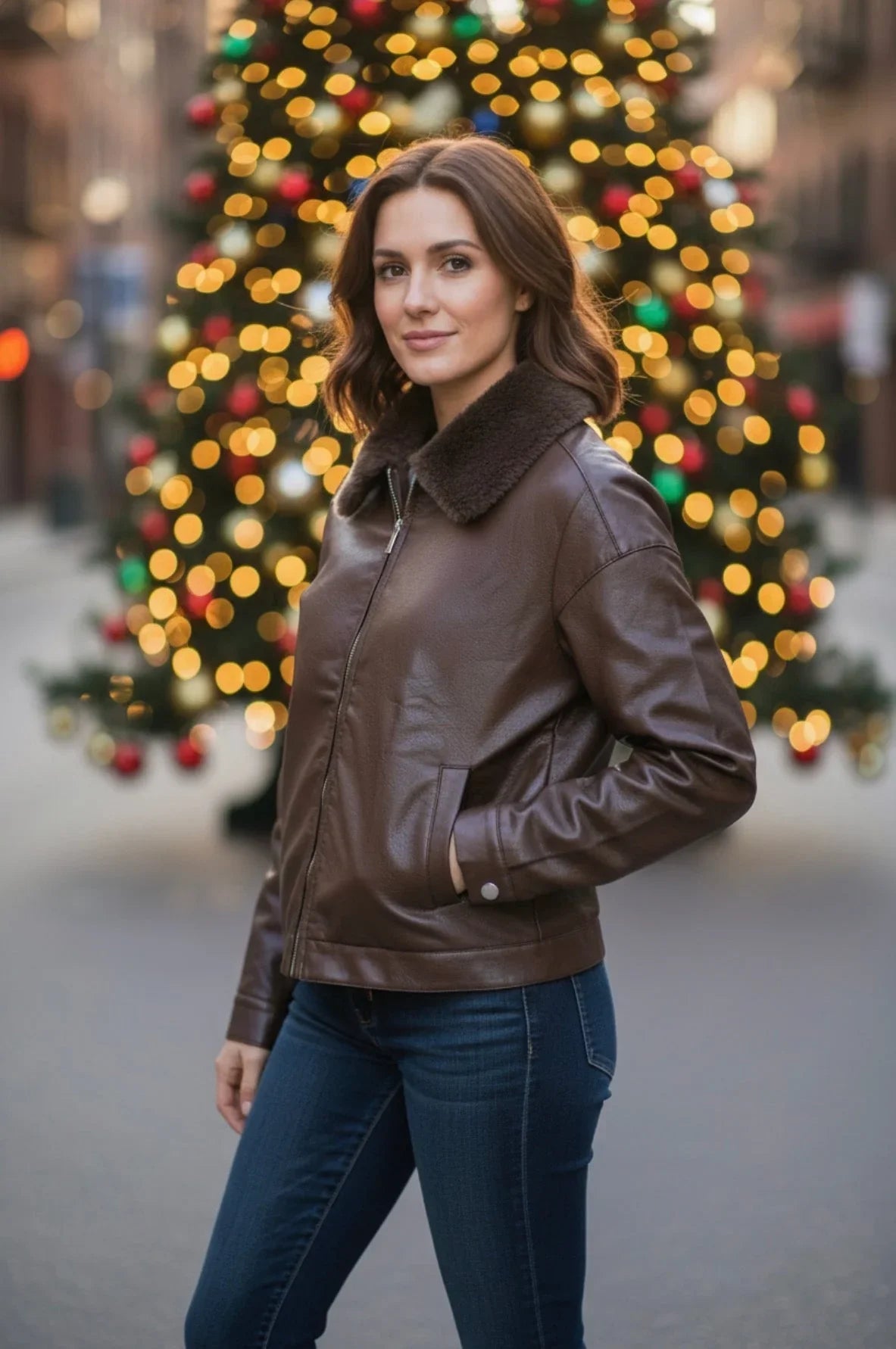 The Chloe Cropped Leather Jacket - Heritage - Boutique.com