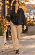 The Fifth Avenue Black Ruffle Black Ruffle Front blouse - Heritage-Boutique.com