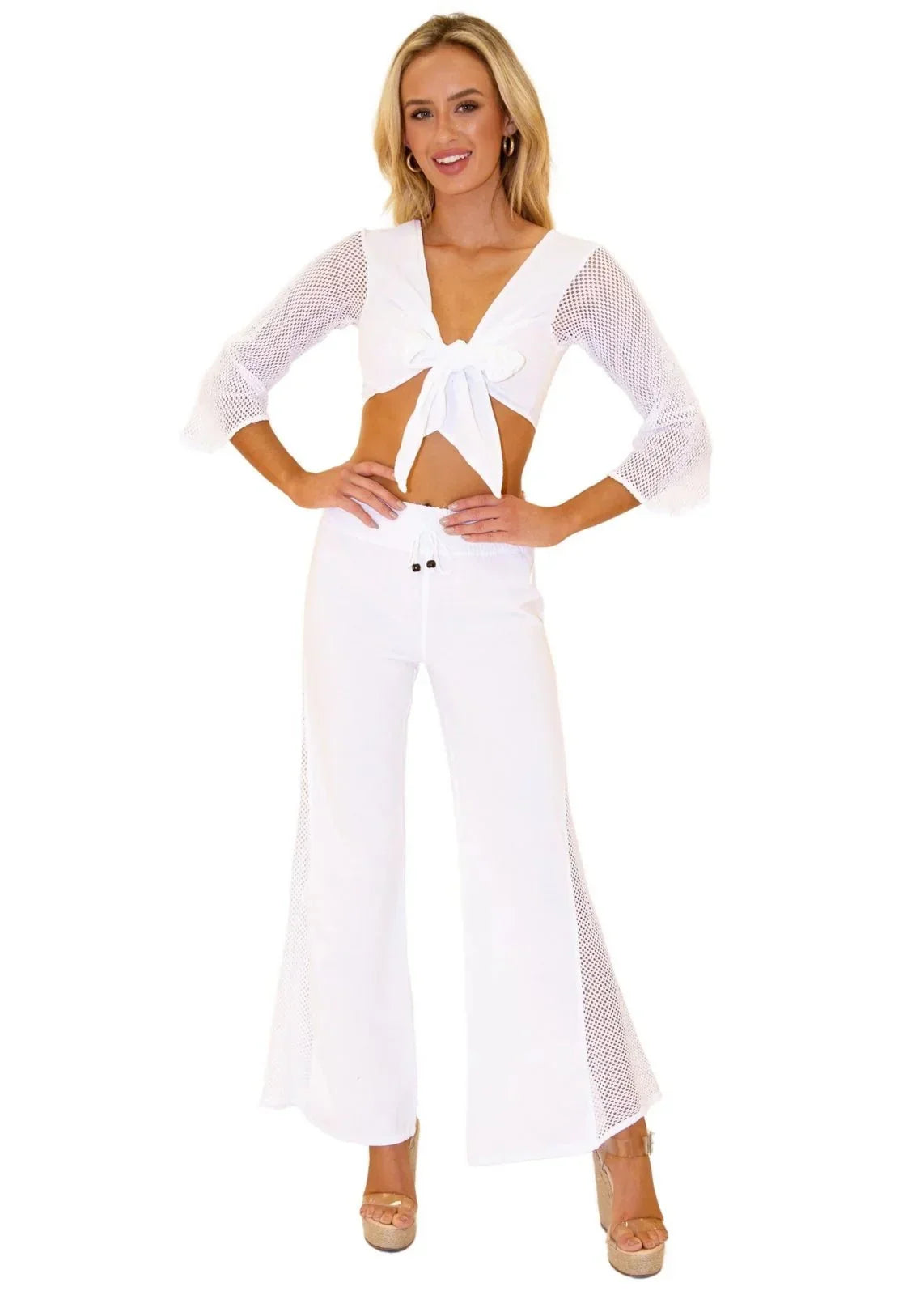 The Gigi - Mesh Sleeve Crop Top - Heritage - Boutique.com