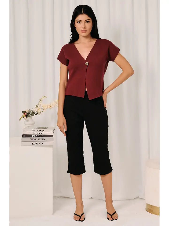 The Gilded Merlot Asymmetrical Sweater Top - Heritage-Boutique.com