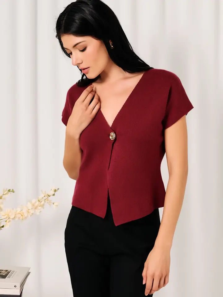 The Gilded Merlot Asymmetrical Sweater Top - Heritage-Boutique.com