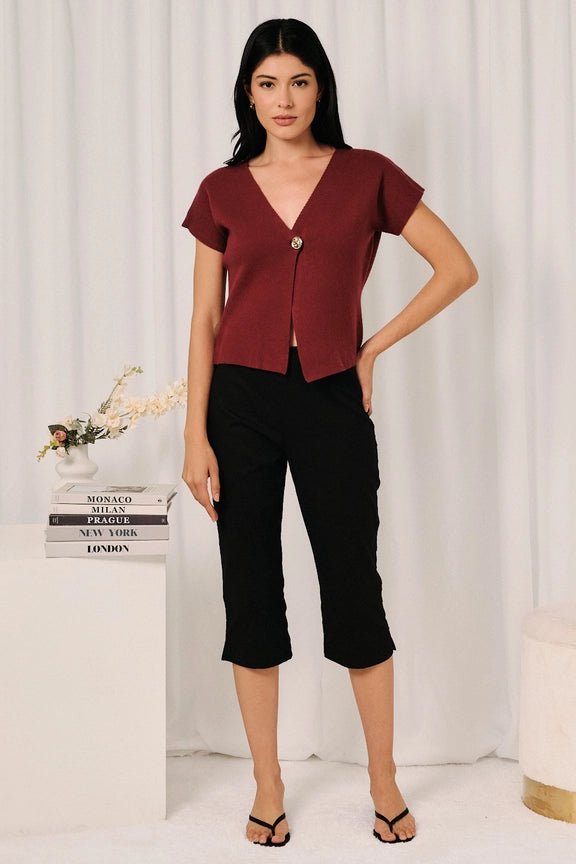 The Gilded Merlot Asymmetrical Sweater Top - Heritage-Boutique.com
