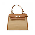 The Kelli Woven Mini Bag - Italian Leather & Raffia Mini Bag – Luxury Woven Summer Handbag with Gold Hardware | Made in Italy - Heritage - Boutique.com