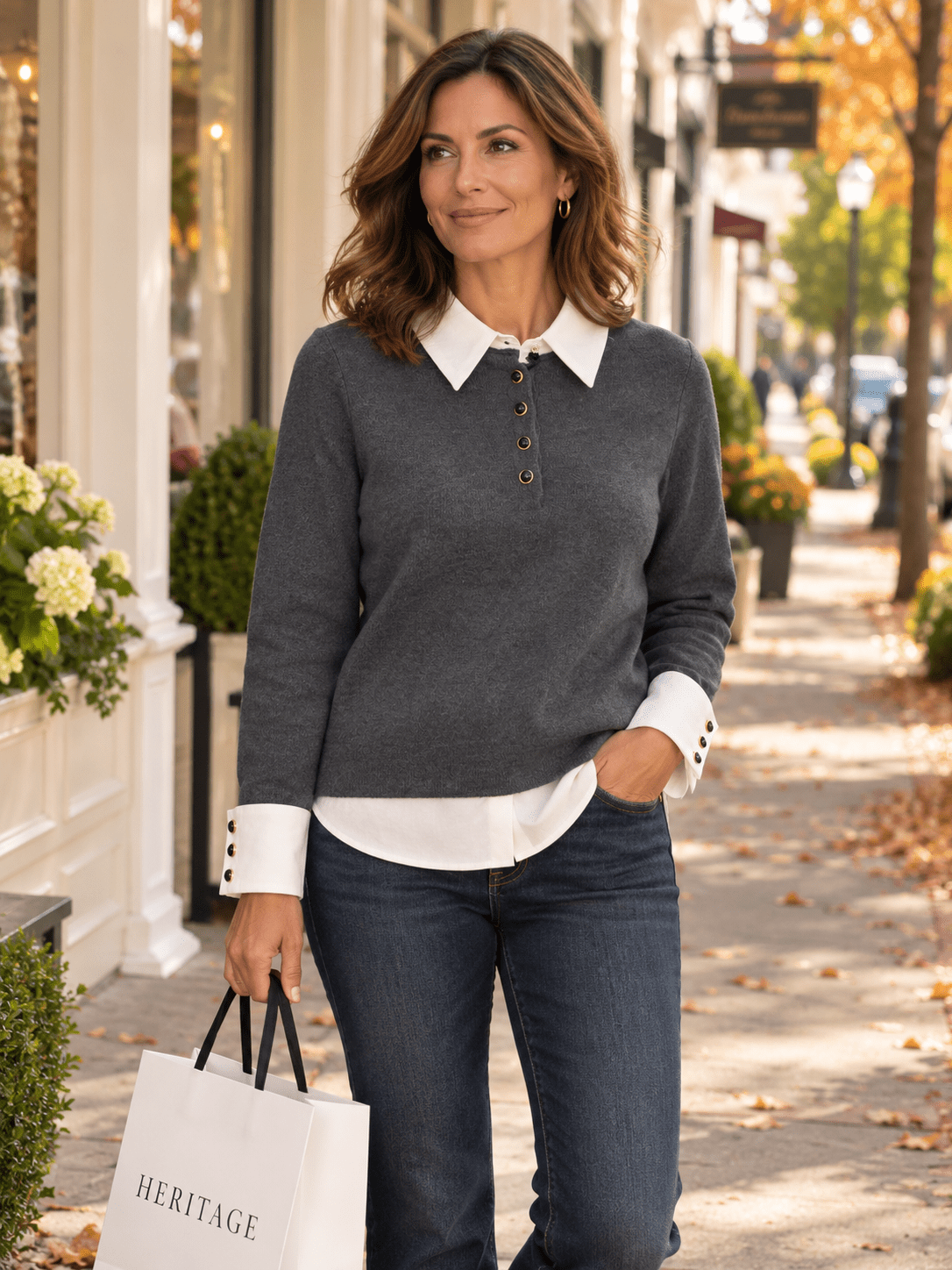 The Kensington contrast-collar sweater - Heritage-Boutique.com