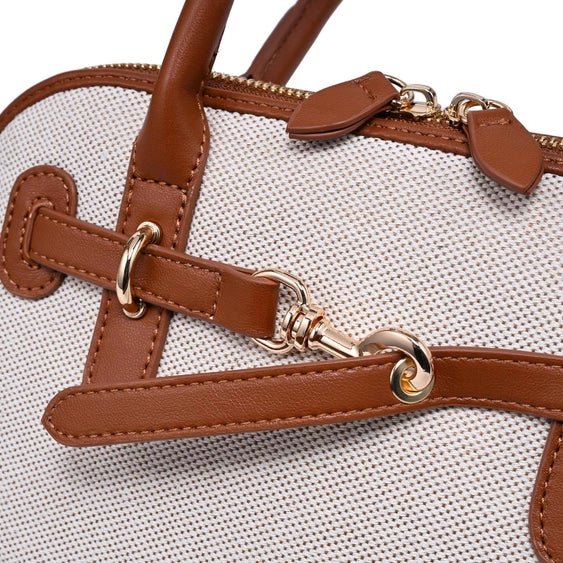 The Kensington Mini Bowling Bag | Structured Canvas & Leather Top Handle Bag - Heritage - Boutique.com