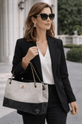 The Kensington Quilted Executive Tote | Two - Tone Chain Strap Handbag - Heritage - Boutique.com