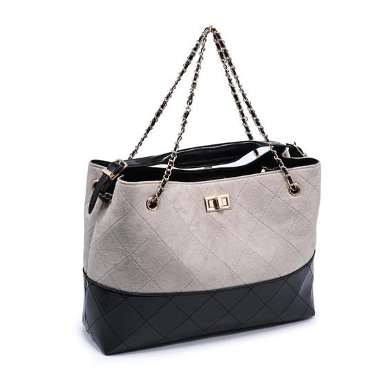 The Kensington Quilted Executive Tote | Two - Tone Chain Strap Handbag - Heritage - Boutique.com