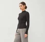 The Lucy Black Long Sleeve Fitted Sweater - Heritage-Boutique.com