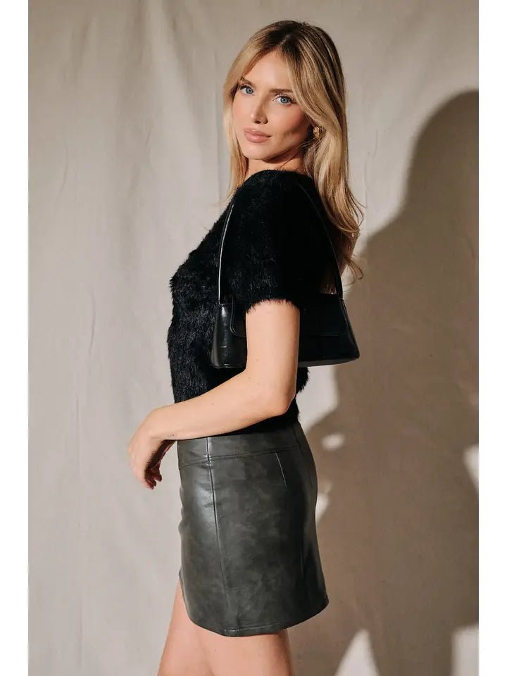 The Midnight Château Fuzzy Short-Sleeve Sweater - Heritage-Boutique.com