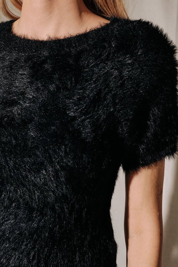 The Midnight Château Fuzzy Short-Sleeve Sweater - Heritage-Boutique.com