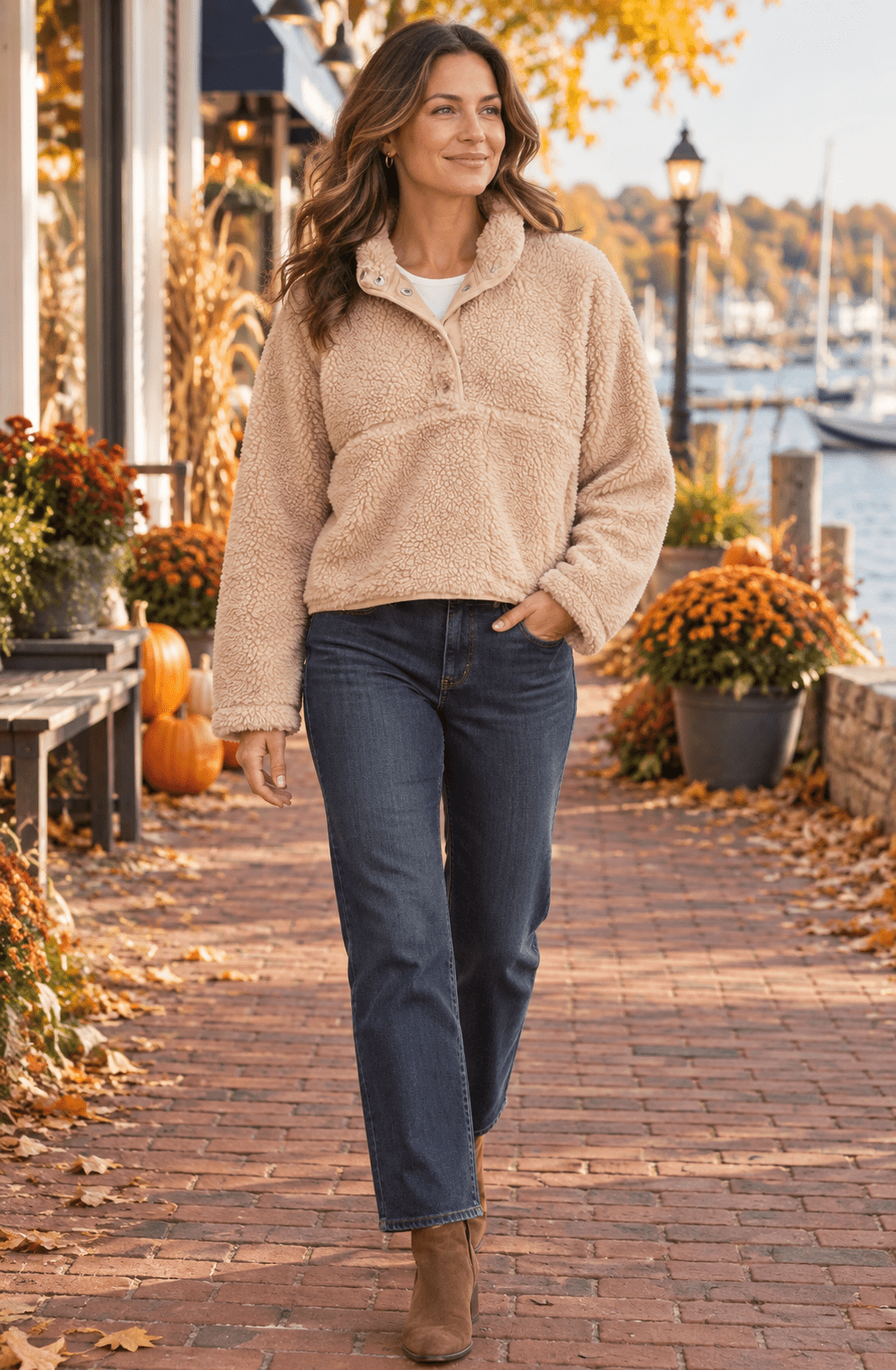 The Montauk Oatmeal Sherpa Snap Pull-Over - Heritage-Boutique.com
