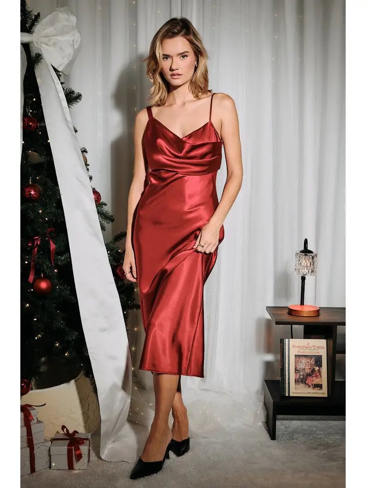 The Scarlett Soirée Satin Midi Dress - Heritage-Boutique.com