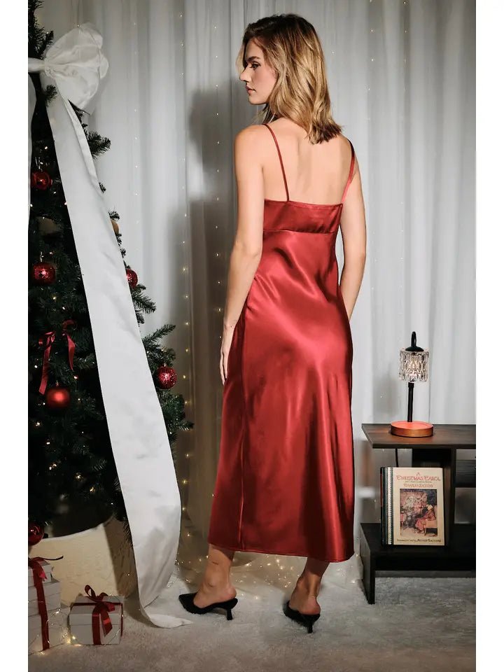The Scarlett Soirée Satin Midi Dress - Heritage-Boutique.com