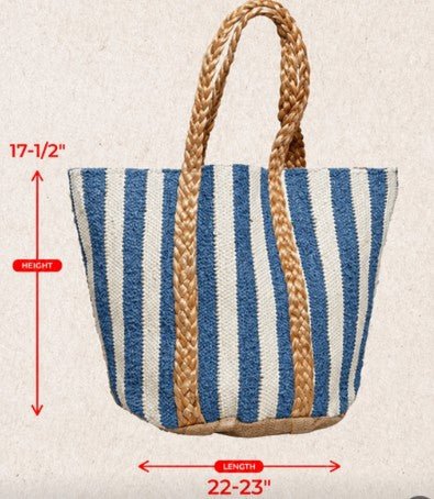 The Seaside Striped Large Tote - Coastal- Lakeside - Resort Large Tote - Heritage-Boutique.com