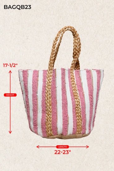 The Seaside Striped Large Tote - Coastal- Lakeside - Resort Large Tote - Heritage-Boutique.com
