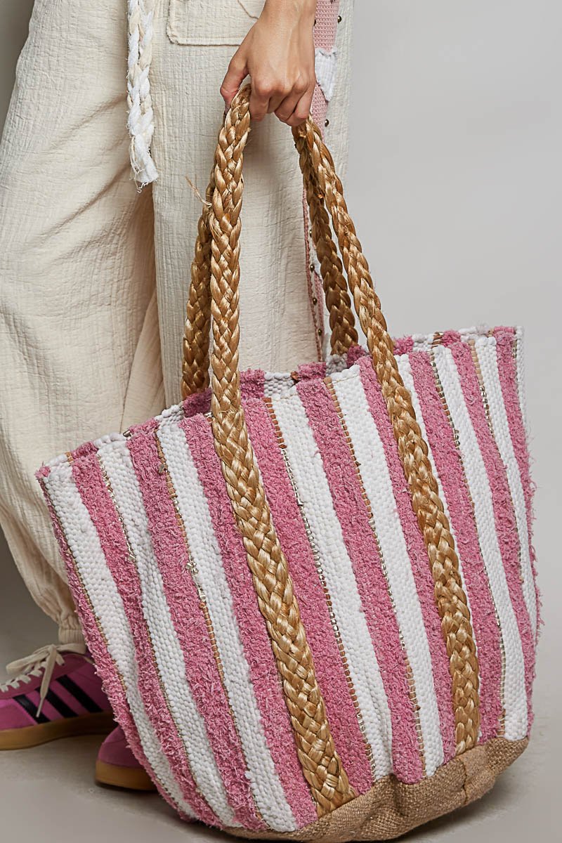 The Seaside Striped Tote - Coastal- Lakeside - Resort Large Tote - Heritage-Boutique.com