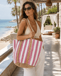 The Seaside Striped Tote - Coastal- Lakeside - Resort Large Tote - Heritage-Boutique.com