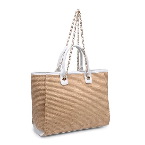 The St. Tropez Chain Tote | Woven Straw Handbag (Jaxon Tote) - Heritage - Boutique.com