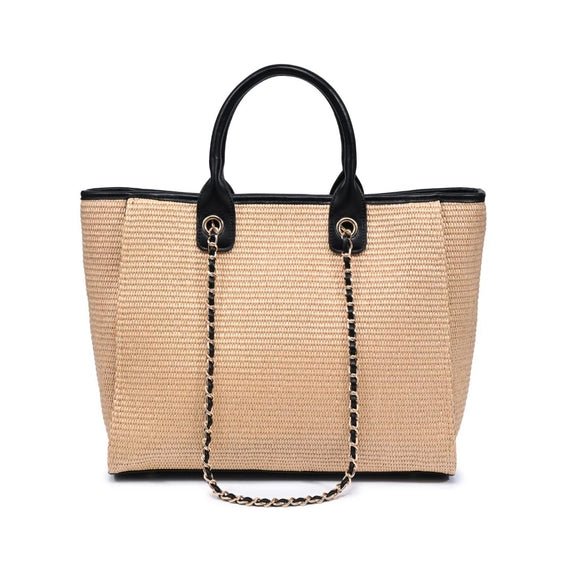 The St. Tropez Chain Tote | Woven Straw Handbag (Jaxon Tote) - Heritage - Boutique.com
