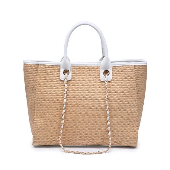 The St. Tropez Chain Tote | Woven Straw Handbag (Jaxon Tote) - Heritage - Boutique.com