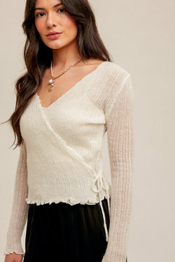 The Timeless Pointelle Wrap Top - Heritage-Boutique.com