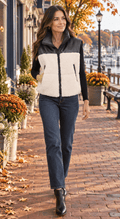 The Tribeca Ivory Sherpa & Faux leather Puffer Vest - Heritage-Boutique.com