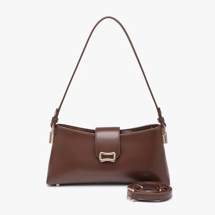 The Valenza Flapover Shoulder Bag — Chocolate - Heritage-Boutique.com