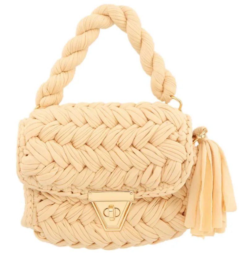 Tiered Monogram Raffia Bag with Tassel - Heritage - Boutique.com