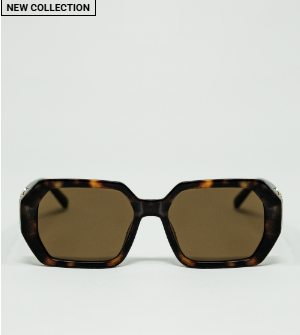 Q2 Diamond-Shaped Sunglasses with Gold Detail