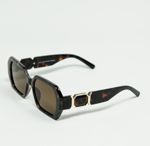 Q2 Diamond-Shaped Sunglasses with Gold Detail