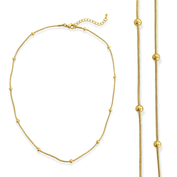 Totara 18K Gold Beaded Chain Necklace - Heritage-Boutique.com