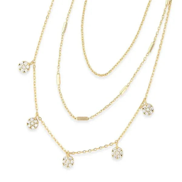Triple Chain White Diamond Prong Necklace - Heritage - Boutique.com
