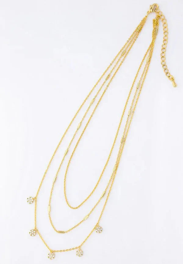 Triple Chain White Diamond Prong Necklace - Heritage - Boutique.com