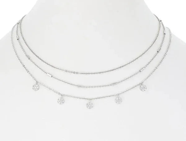 Triple Chain White Diamond Prong Necklace - Heritage - Boutique.com