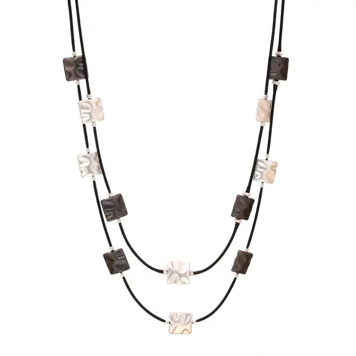 Two Layer Cord Necklace – Matte Silver & Gunmetal - Heritage - Boutique.com