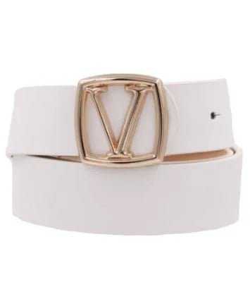 V Buckle Soft Vegan Leather Belt - Heritage - Boutique.com