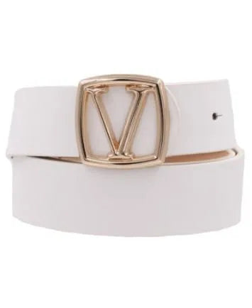 V Buckle Soft Vegan Leather Belt - Heritage-Boutique.com