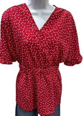 V Neck Red Heart Blouse - Heritage - Boutique.com